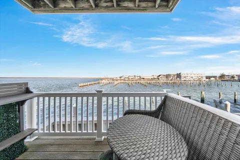 a view of a balcony with city view