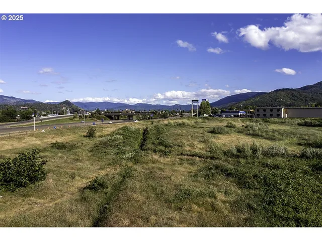a view of a town with big lake