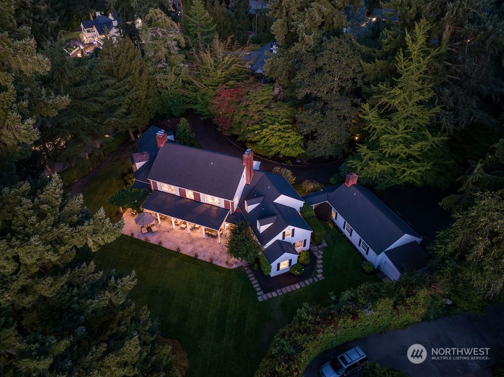 an aerial view of a house with garden space sitting space and garden