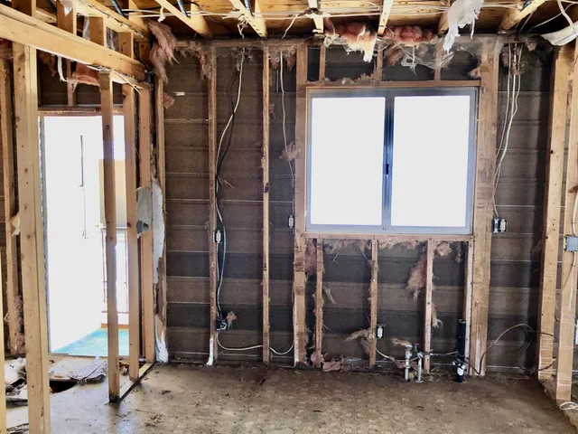 a view of a building with a door