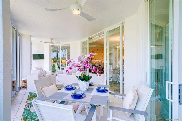 a view of a yard with a fountain and a palm tree