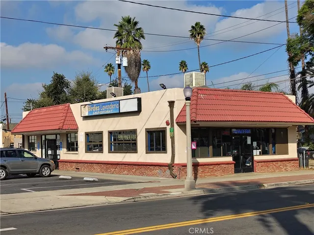 a front view of a building with street