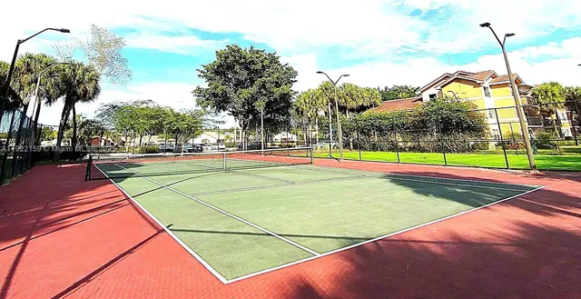 a view of a park with slide