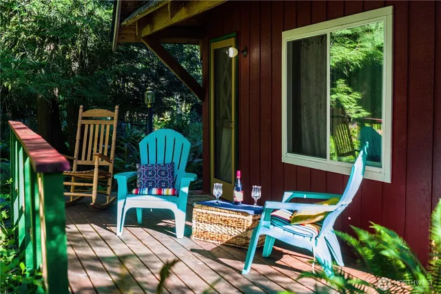 a living room with large window