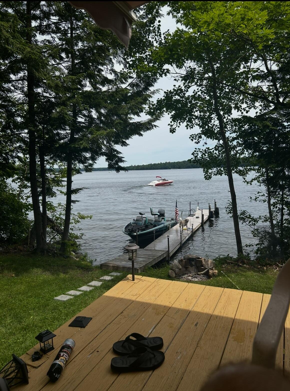 175 Azwelikit Road Casco, ME 04015 - Photo 39 of 45 bunkhouse deck overlooking lake