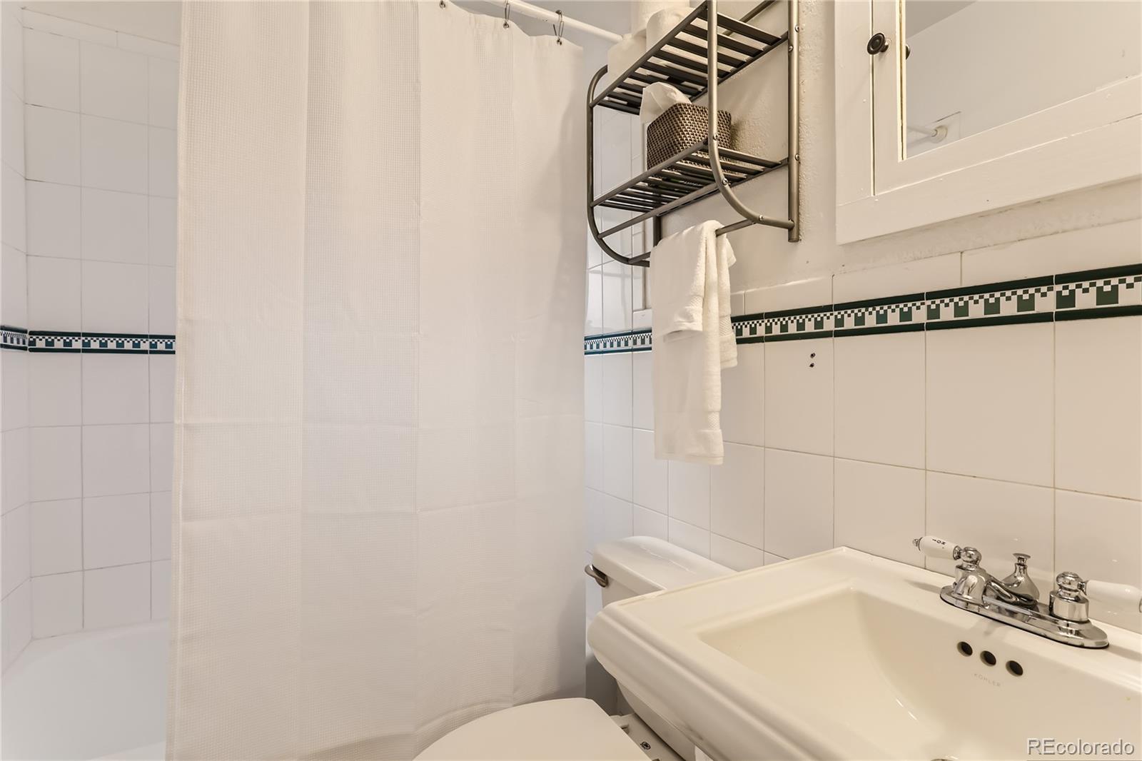 954 Monroe Street Denver, CO 80206 - Photo 16 of 28 a bathroom with a sink a toilet and shower