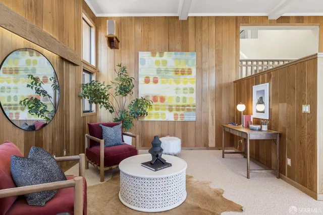 a living room with furniture