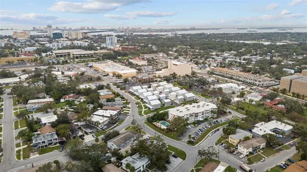 an aerial view of a city