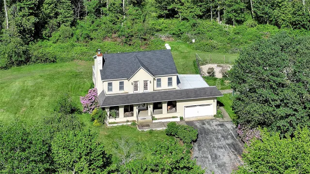 an aerial view of a house