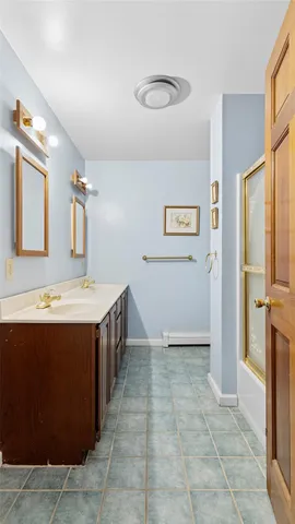 a view of a lush green forest with and trees