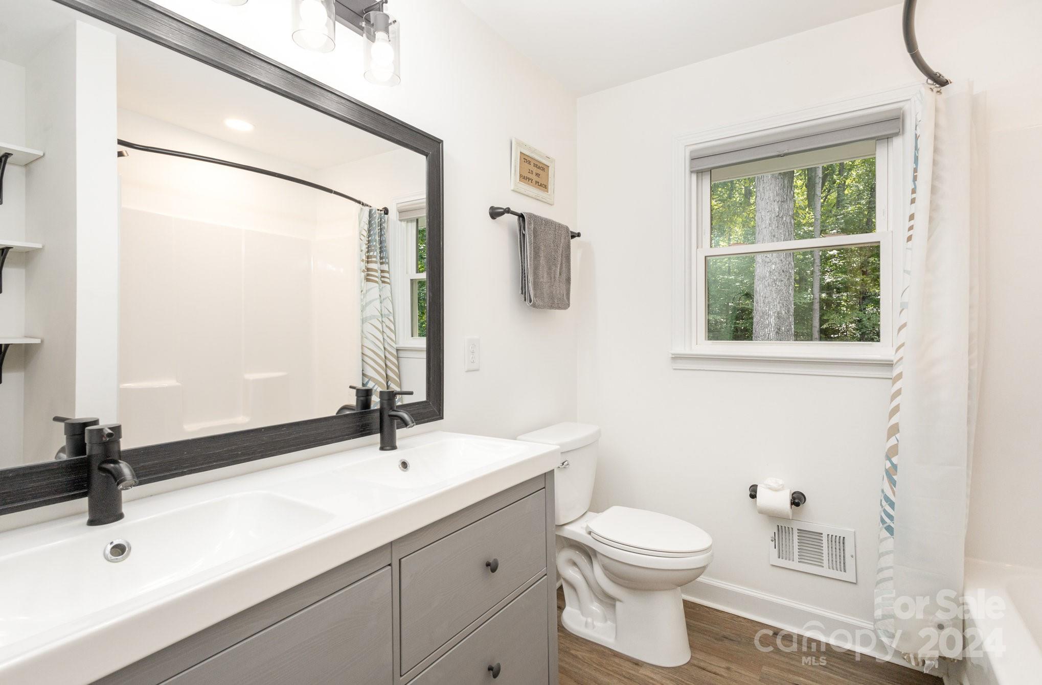 10625 East Lake Road Charlotte, NC 28215 - Photo 32 of 44 a bathroom with a sink a toilet and mirror