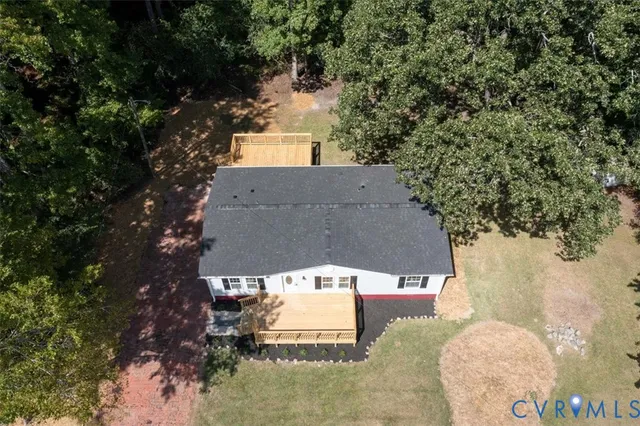 an aerial view of a house