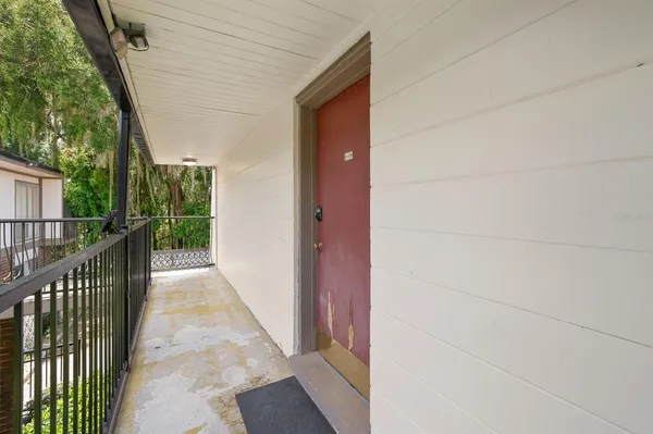 a view of a wooden door