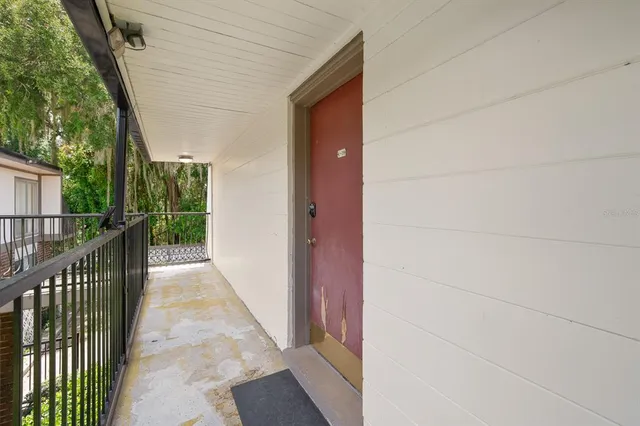 a view of a wooden door