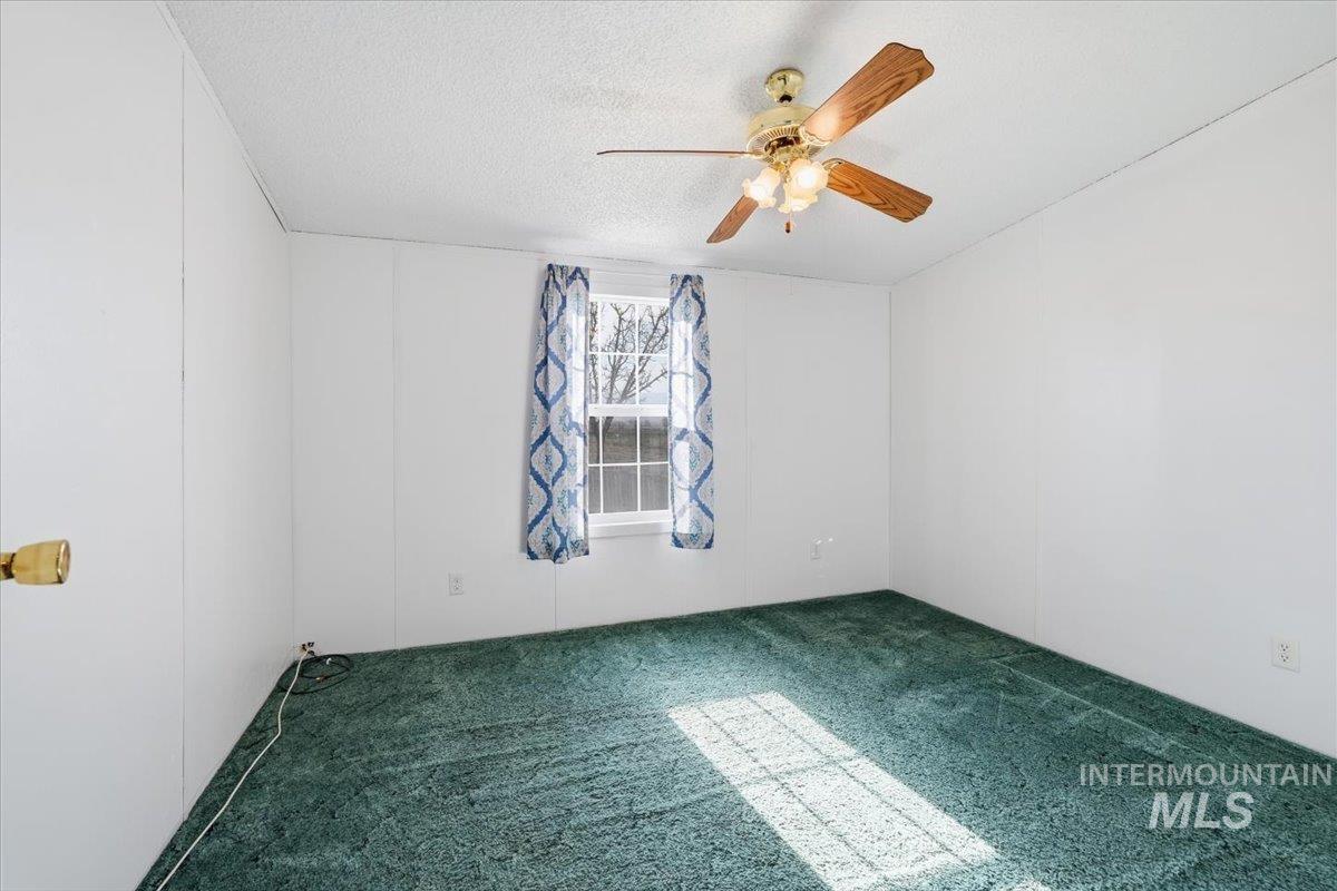 4207 West Pershall Road Marsing, ID 83639 - Photo 16 of 42 Empty room with carpet, a textured ceiling, and ceiling fan