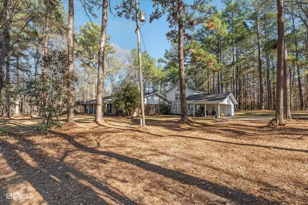 a view of the house with trees and a big yard