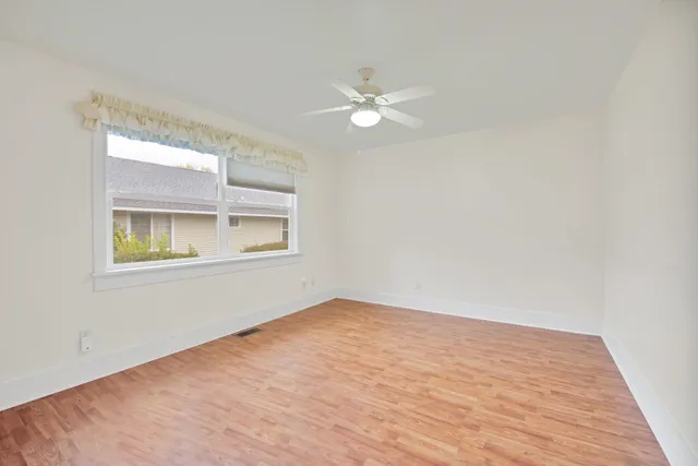 a view of a room with racks on the wall