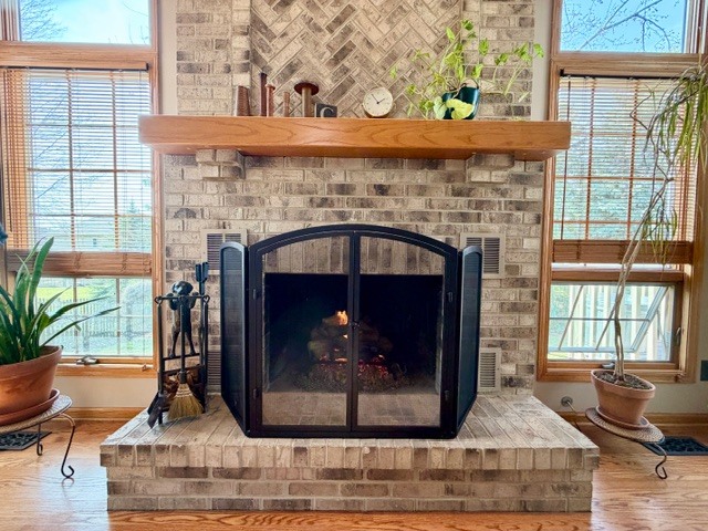 1325 Foxpointe Drive Sycamore, IL 60178 - Photo 10 of 55 a living room with a fireplace and a floor to ceiling window