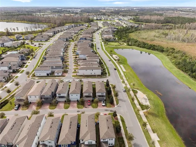 an aerial view of a house