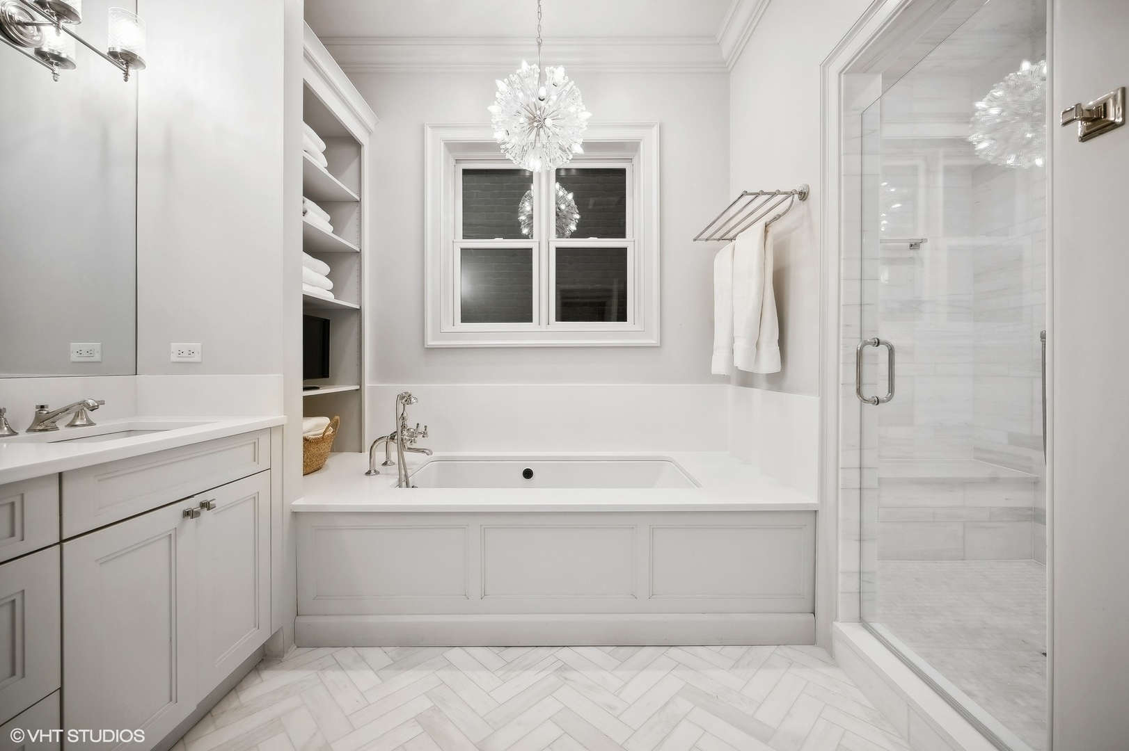 1855 North Dayton Street Chicago, IL 60614 - Photo 27 of 51 a bathroom with a double vanity sink mirror and bathtub