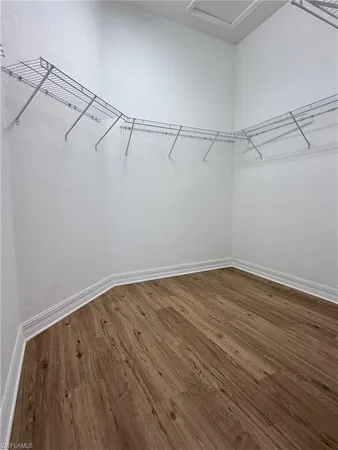 a view of a room with racks on the wall