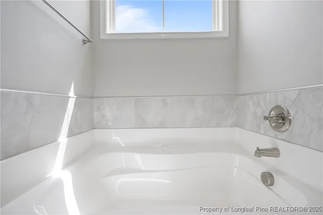 a bathroom with a bathtub