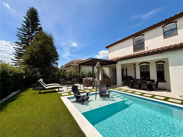 a outdoor living space with patio furniture