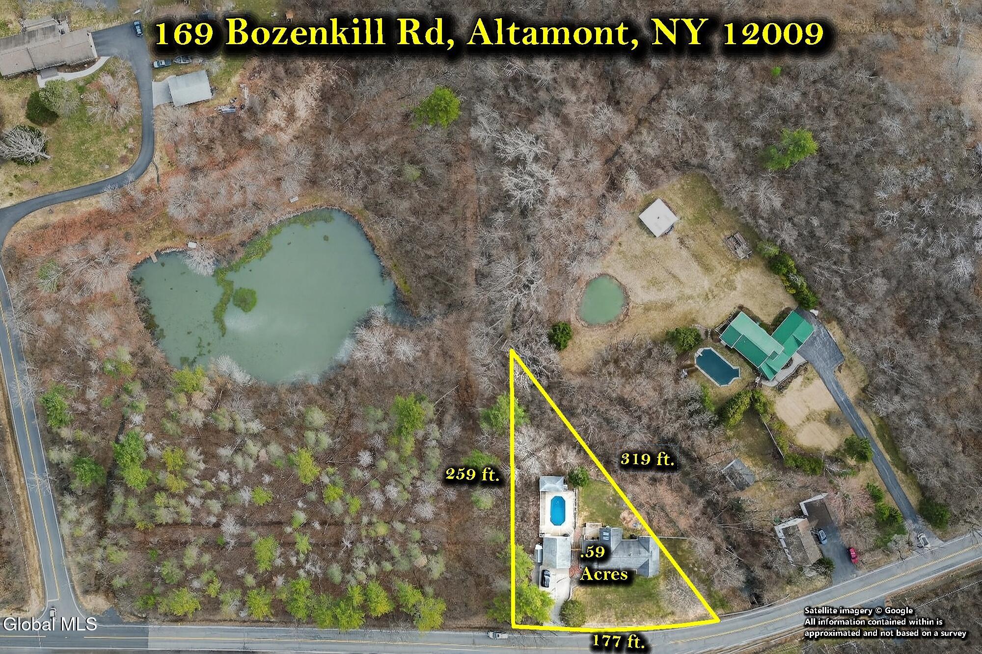 169 Bozenkill Road Altamont, NY 12009 - Photo 54 of 64 Property Line Overlay - Drone