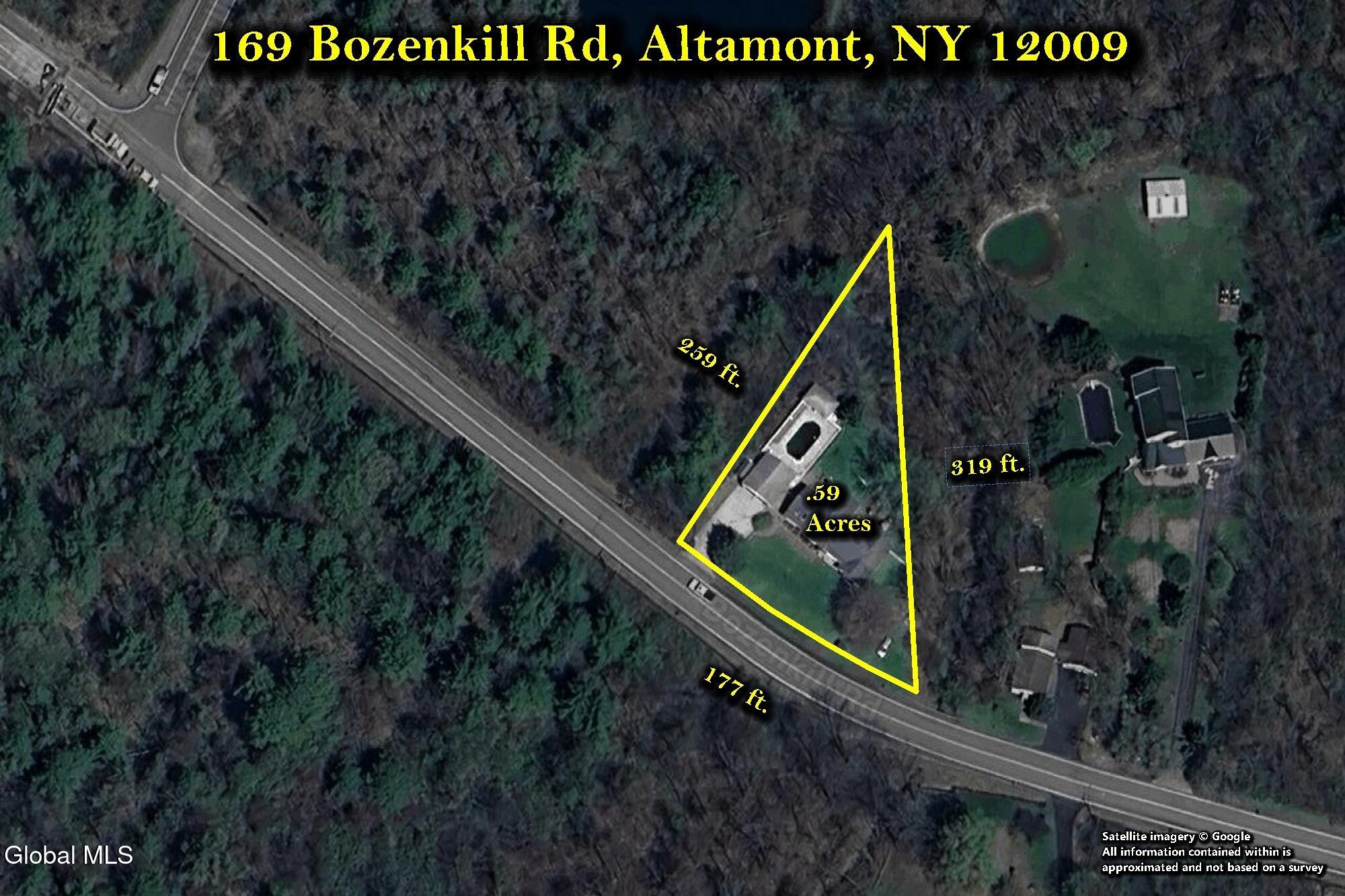 169 Bozenkill Road Altamont, NY 12009 - Photo 55 of 64 Property Line Overlay - Satellite