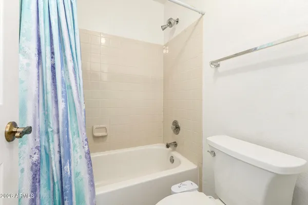 a bathroom with a shower a toilet and a bathtub