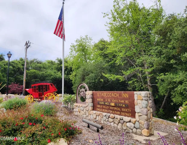 a view of a park with large trees