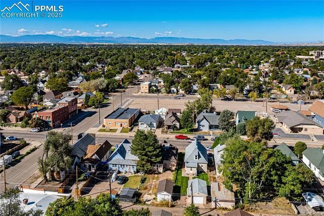 an aerial view of a city