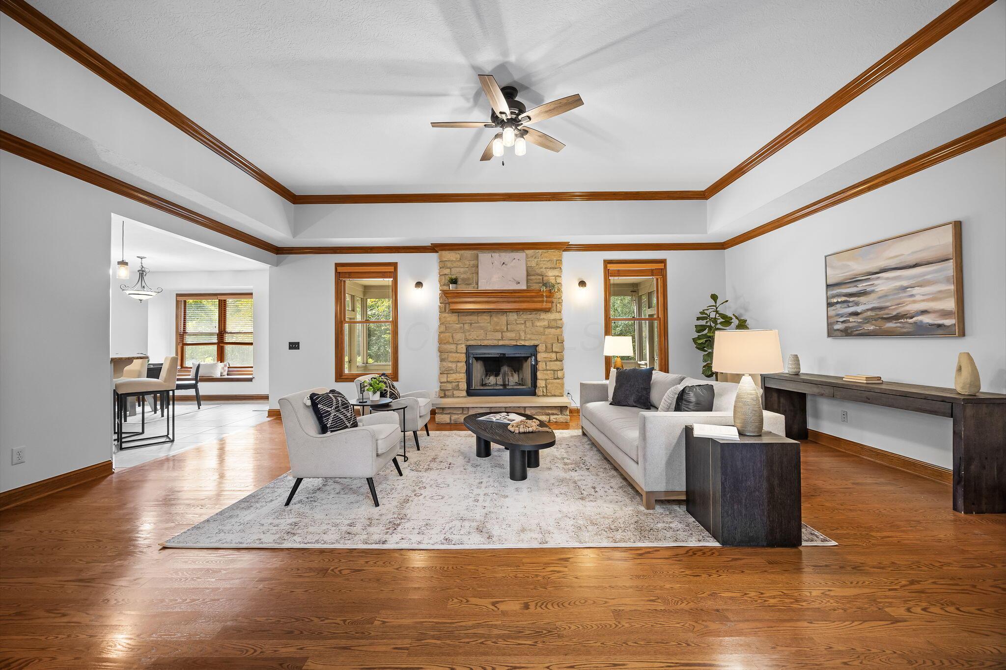8312 Steitz Road Powell, OH 43065 - Photo 16 of 78 Great Room with Stone Fireplace
