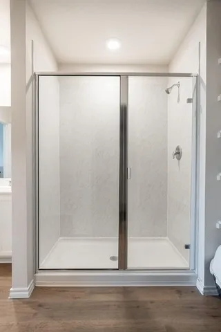 a bathroom with a shower