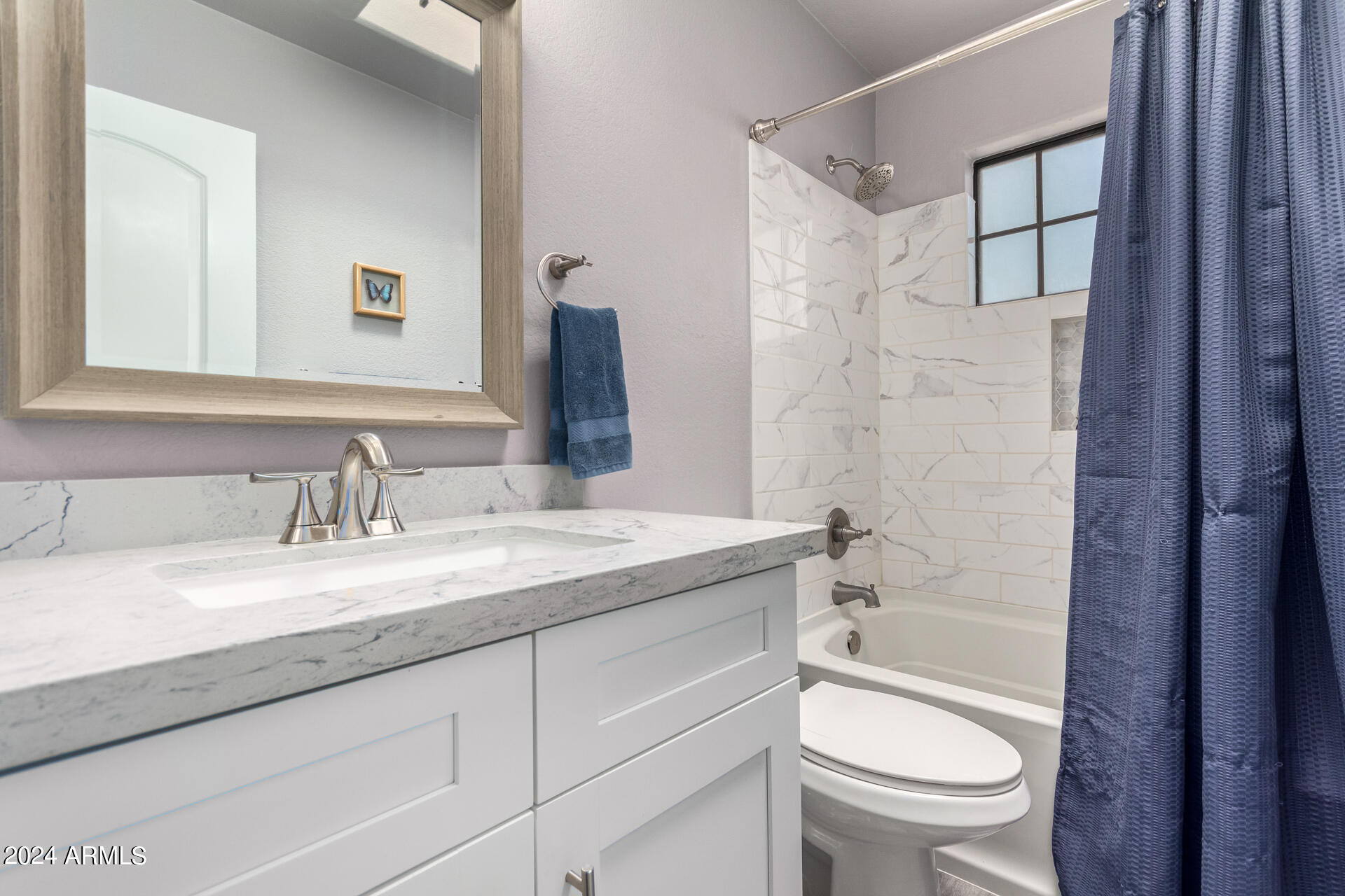 1222 West Baseline Road, Unit 240 Tempe, AZ 85283 - Photo 19 of 36 a bathroom with a granite countertop sink toilet and shower