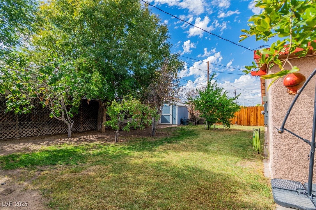111 Maple Street Henderson, NV 89015 - Photo 30 of 37 Fenced backyard with a storage unit
