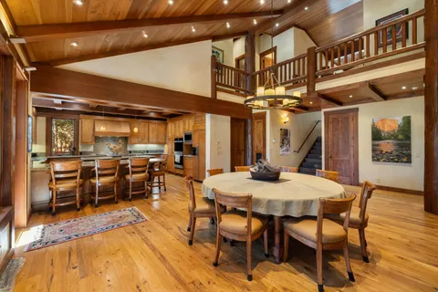a view of a dining area with furniture