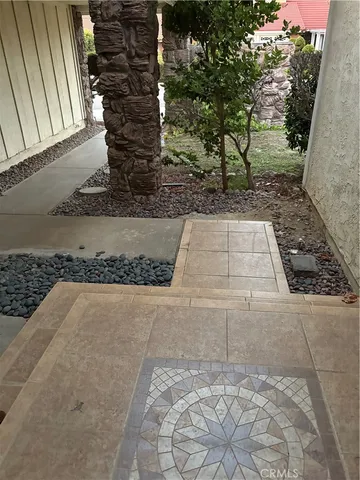 a view of a pathway of a yard