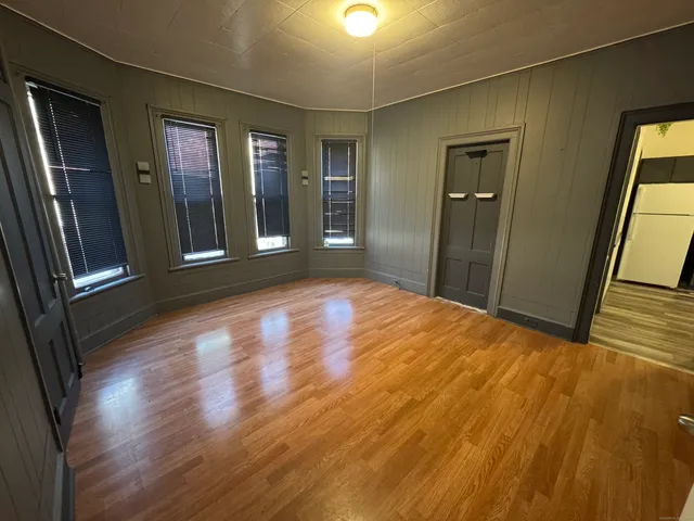 a view of gallery with door