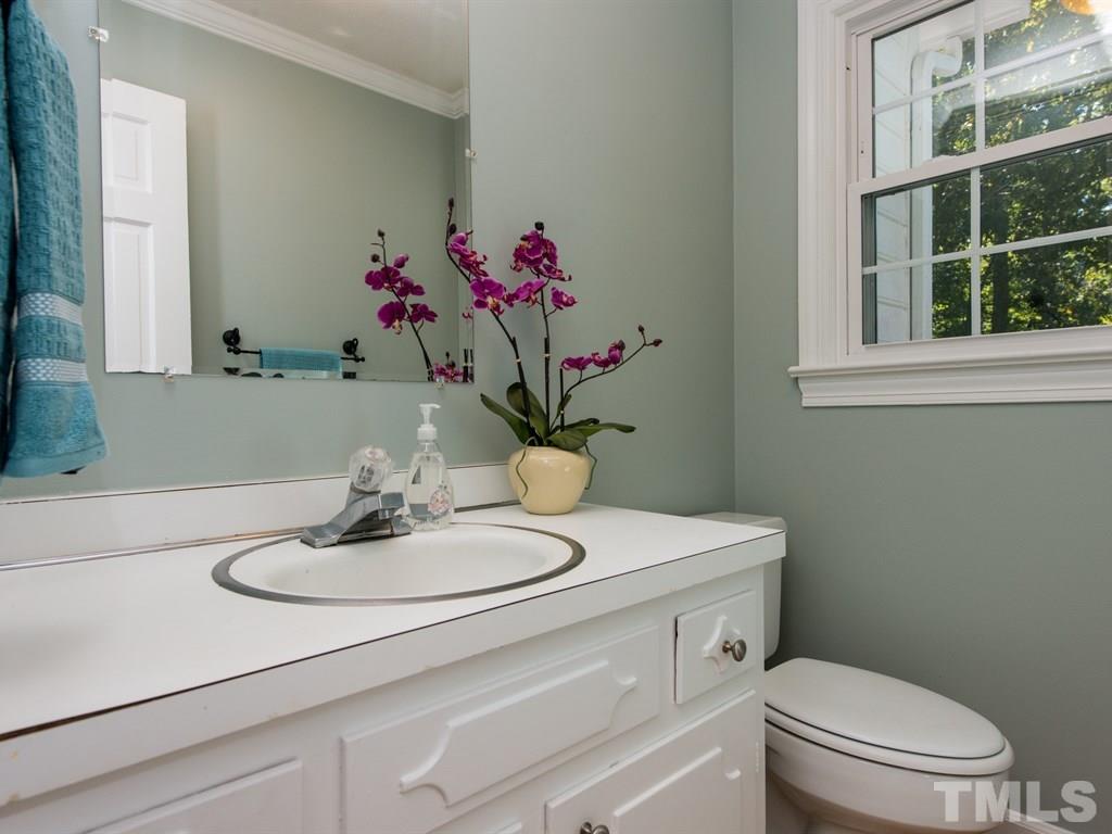 6925 Electra Drive Raleigh, NC 27607 - Photo 13 of 25 a bathroom with a sink a toilet and a mirror
