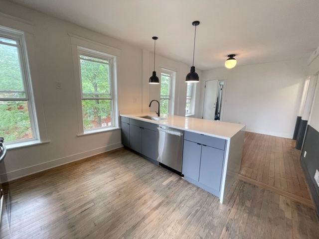 2159 West Huron Street, Unit 2R Chicago, IL 60612 - Photo 4 of 13 a view of a kitchen and sink hardwood floor