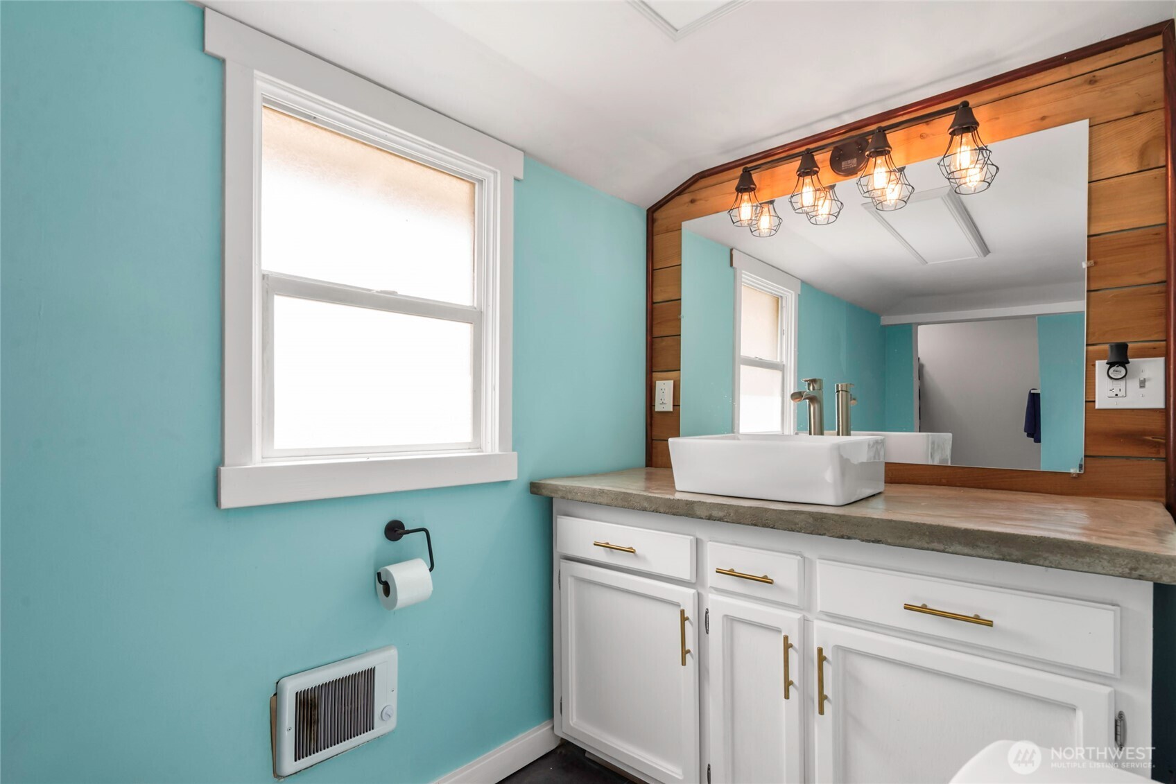 1855 South Bank Road Oakville, WA 98568 - Photo 14 of 22 a bathroom with a granite countertop sink and a mirror