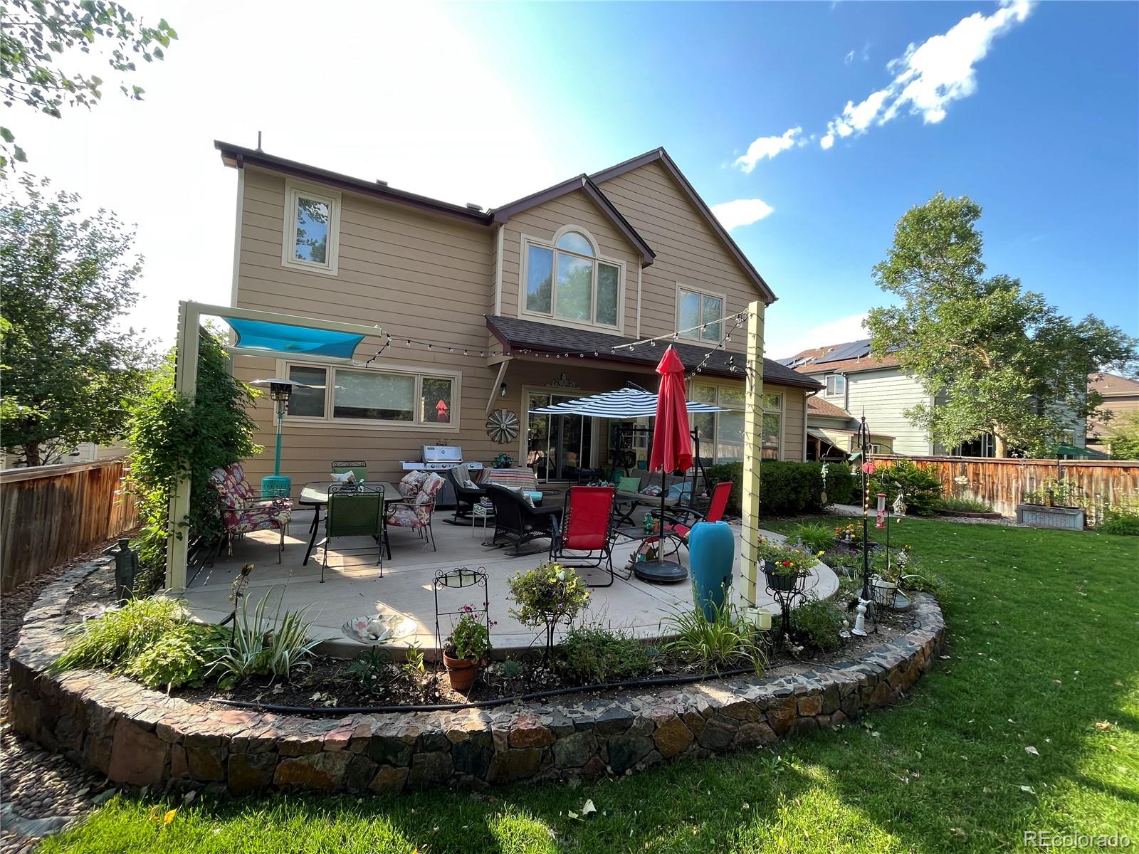 10152 Knoll Circle Highlands Ranch, CO 80130 - Photo 23 of 34 a view of a house with backyard and sitting area