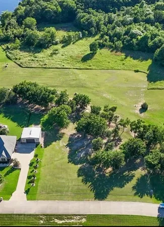 a view of a lake with a yard