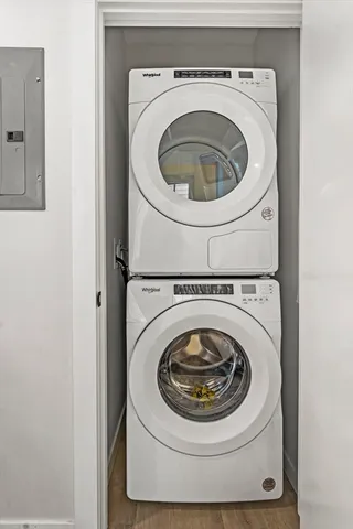 a utility room with dryer and washer