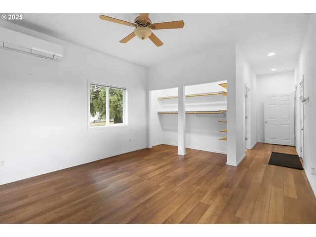a view of wooden floor with a lake view