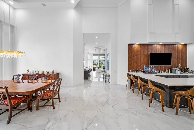a bathroom with a sink and a large mirror