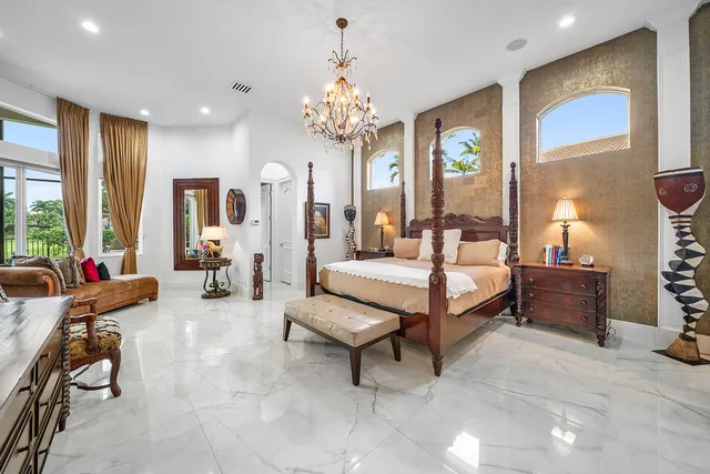 a view of a lake with a city