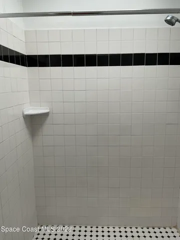 a bathroom with a shower and a window