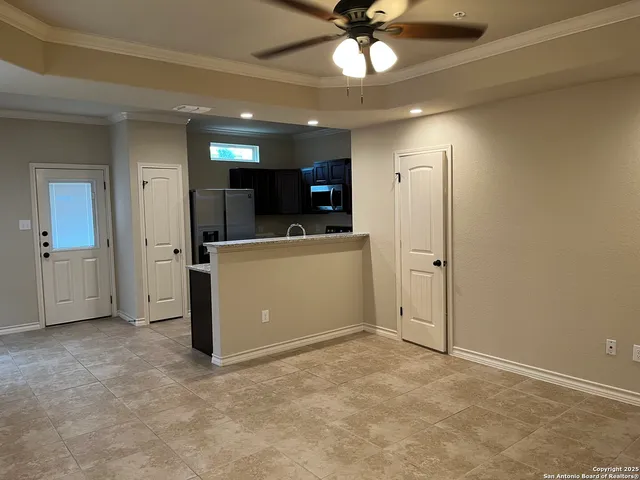 en view interior of the house and kitchen view